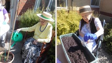 Green fingered Residents tend to garden at Leeds care home